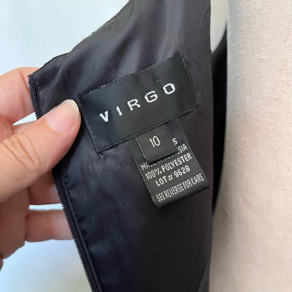 Virgo Chiffon Overlay Little Black Dress Size 10 Whimsygoth Midi Cocktail Sheer - Picture 10 of 14